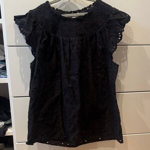 LOFT Black Eyelet Blouse